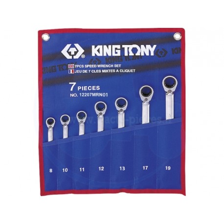 Trousse de clés mixtes à cliquet métriques - 7 pièces - KING TONY