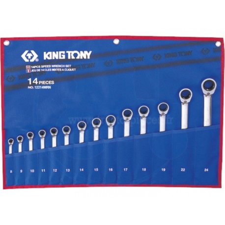 Trousse de clés mixtes à cliquet métriques - 14 pièces - KING TONY