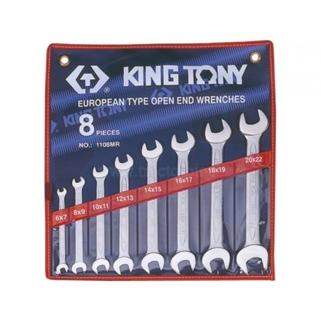Trousse de clés fourches métriques - 8 pièces - KING TONY