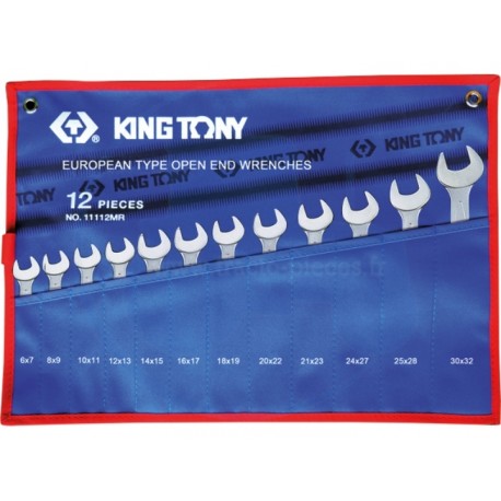 Trousse de clés fourches métriques - 12 pièces - KING TONY