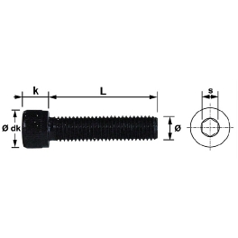 VIS CYLINDRIQUE HEXAGONALE CREUSE 16X80 CL12.9 BRU