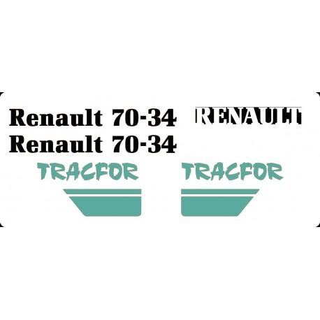 JEU AUTOCOLLANTS RENAULT 70.34 TRACFOR CAPOT BLANC