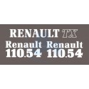 JEU AUTOCOLLANTS RENAULT 110.54  TRACFOR CAPOT BLANC