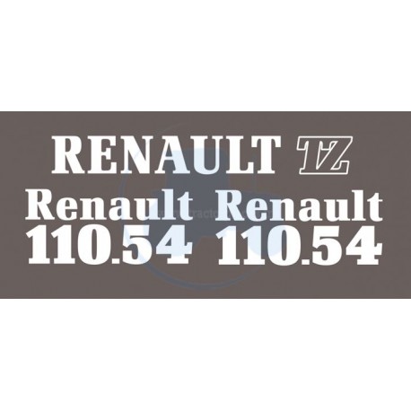 JEU AUTOCOLLANTS RENAULT 110.54  TRACFOR CAPOT BLANC