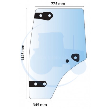 Porte gauche teintée vert pour tracteurs Renault et Claas