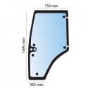 Vitre de porte gauche teintée vert - 9 trous pour tracteurs Renault, Claas