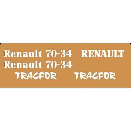 JEU AUTOCOLLANTS RENAULT 70.34 TRACFOR CAPOT ORANGE
