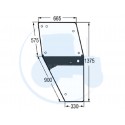 Vitre porte droite transparente bombée 8 trous pour tracteurs Deutz-Fahr