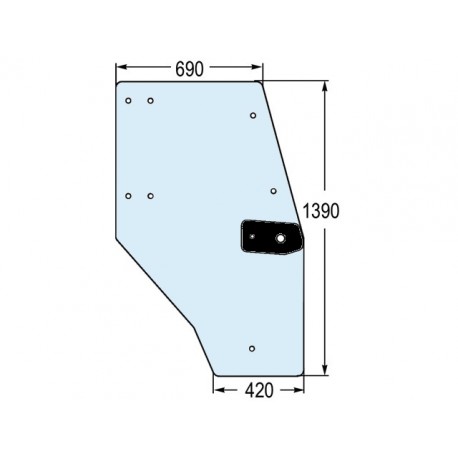 VITRE PORTE DROITE TEINTEE BOMBEE 9 TROUS
