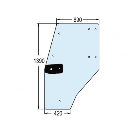 VITRE PORTE GAUCHE TEINTEE BOMBEE 9 TROUS