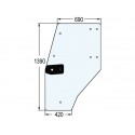 Vitre de porte gauche transparente avec charnière 4 trous pour tracteurs Deutz-Fahr