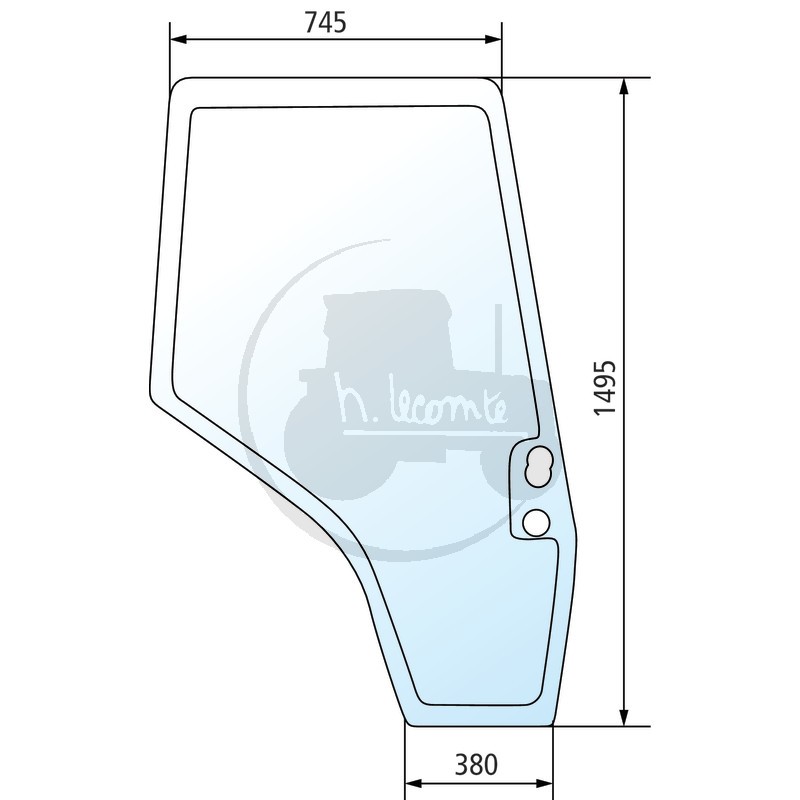 Vitre de porte droite à coller pour tracteurs Massey-Ferguson