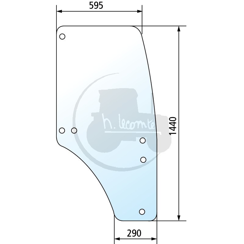 Vitre de porte droite teintée vert pour tracteurs John Deere