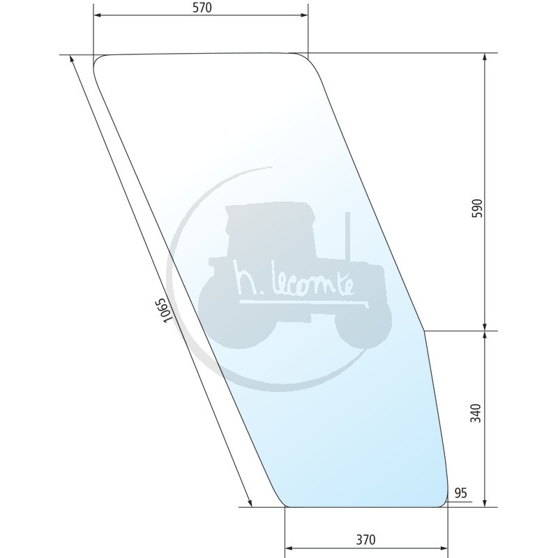 Vitre de porte droite claire pour tracteurs Fiat Someca