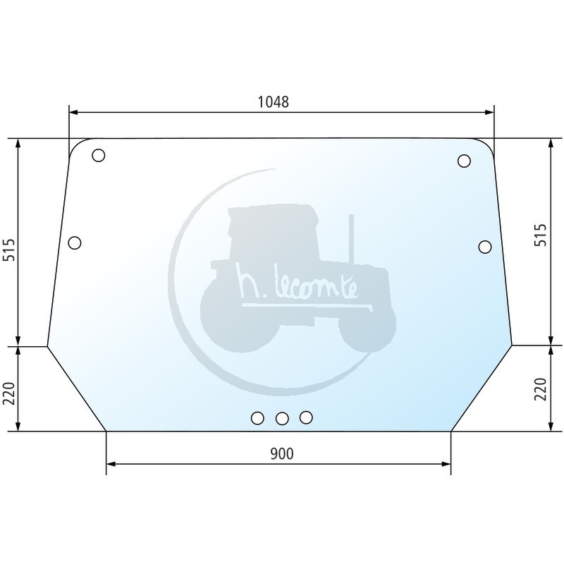 Vitre arrière teintée vert pour tracteurs Deutz-Fahr