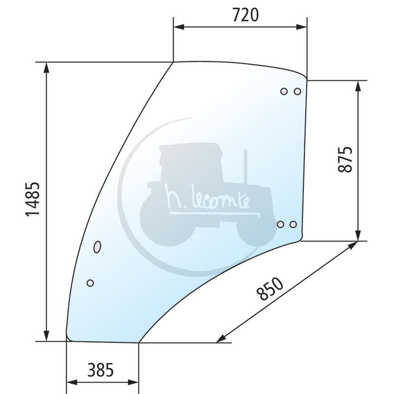 Vitre de porte gauche teintée vert pour tracteurs Deutz-Fahr Hürlimann Lamborghini Same