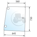 Vitre latérale droite teintée vert pour tracteurs Case IH, Fiat Someca, Ford et New Holland