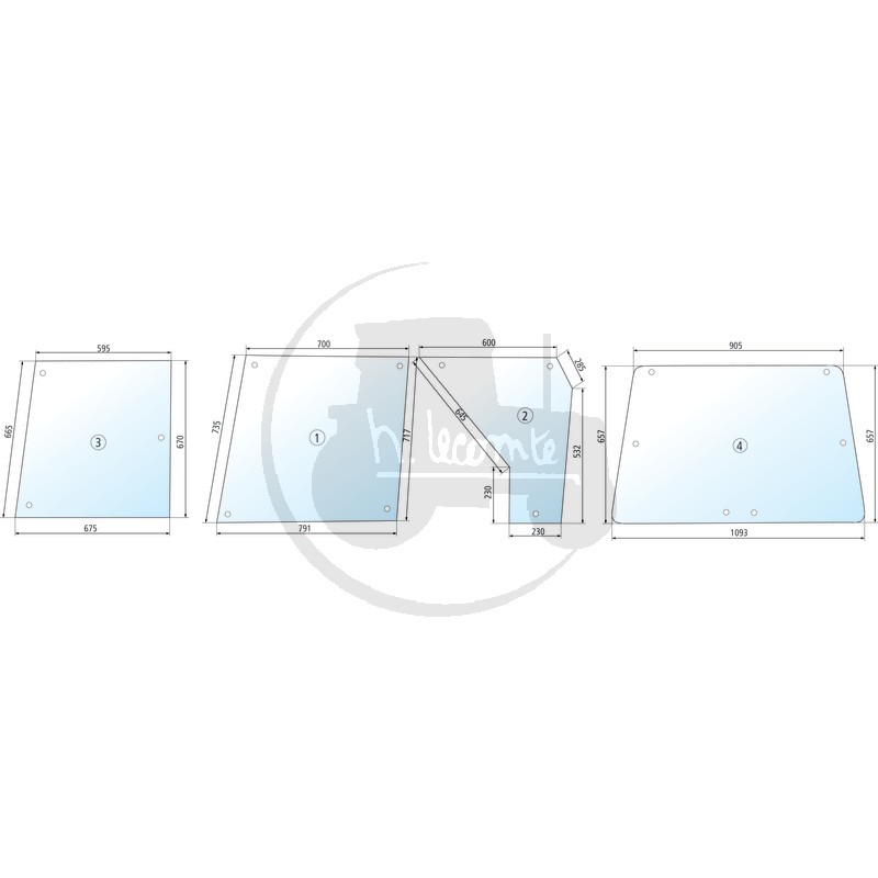 Vitre latérale claire gauche/droite pour tracteurs Fiat Someca Vitre latérale claire gauche/droite pour tracteurs Fiat Someca