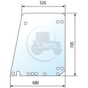 Vitre de porte supérieure claire pour tracteurs Fendt