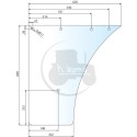 Vitre de porte inférieure claire pour tracteurs Fendt
