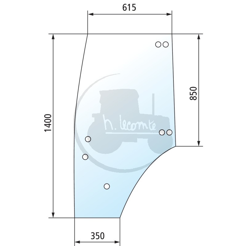 Vitre de porte gauche cabine Neumaier pour tracteurs Fendt