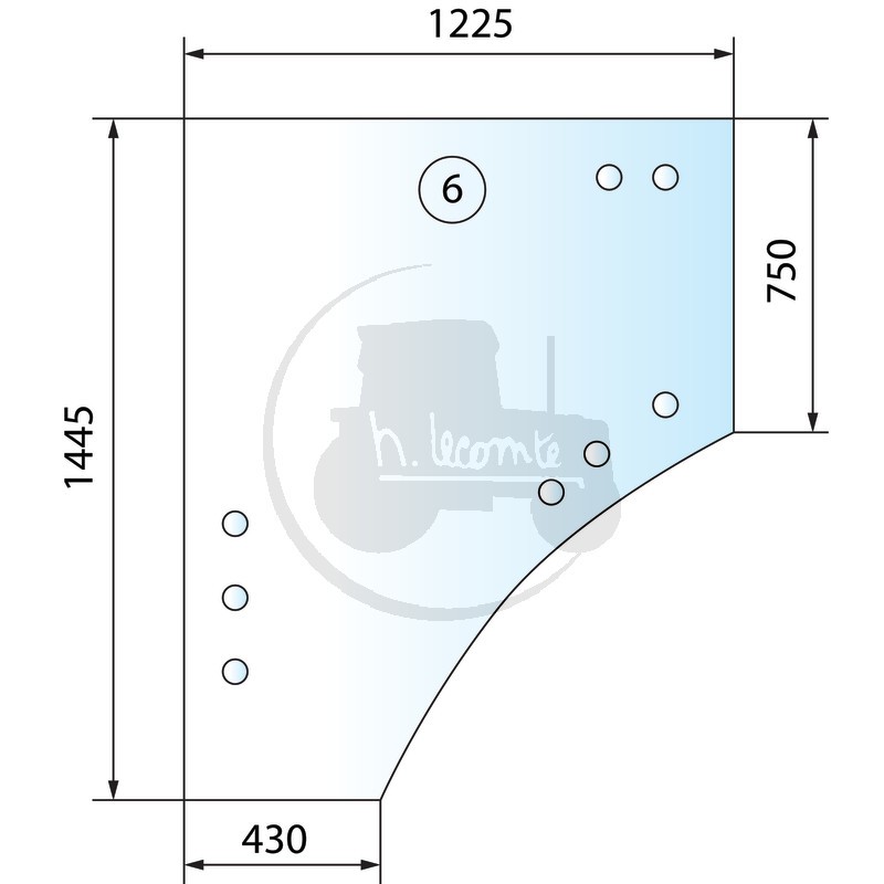 Vitre de porte droite teintée vert pour tracteurs John Deere