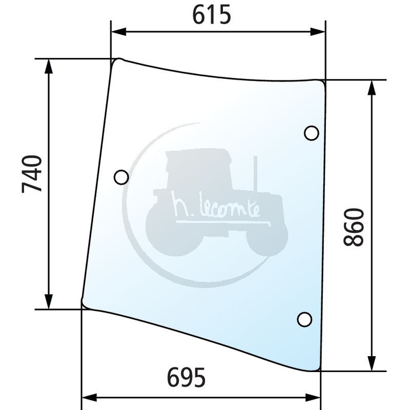 Vitre de coin gauche pour tracteurs Massey-Ferguson