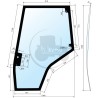 Vitre de porte droite teintée gris pour tracteurs Massey-Ferguson