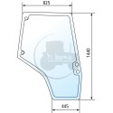 Vitre de porte droite plate-forme avec passe boîte de vitesses, entraxe 550 mm pour tracteurs Massey-Ferguson