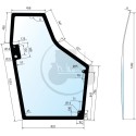 Vitre de porte gauche plate-forme avec passe boîte de vitesses, entraxe 550 mm pour tracteurs Massey-Ferguson