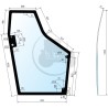 Vitre de porte gauche plate-forme avec passe boîte de vitesses, entraxe 550 mm pour tracteurs Massey-Ferguson