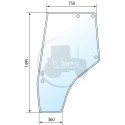 Vitre de porte gauche sans cadre pour tracteurs Massey-Ferguson