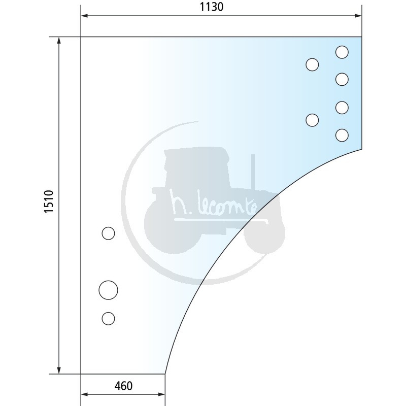 Vitre de porte gauche teintée pour tracteurs Massey-Ferguson Valtra-Valmet