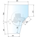 Vitre de porte gauche teintée vert pour tracteurs Massey-Ferguson et Valtra-Valmet