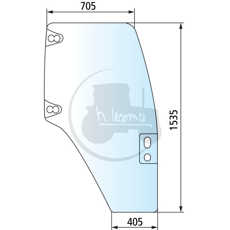 Vitre de porte droite teintée vert pour tracteurs Case IH et New Holland
