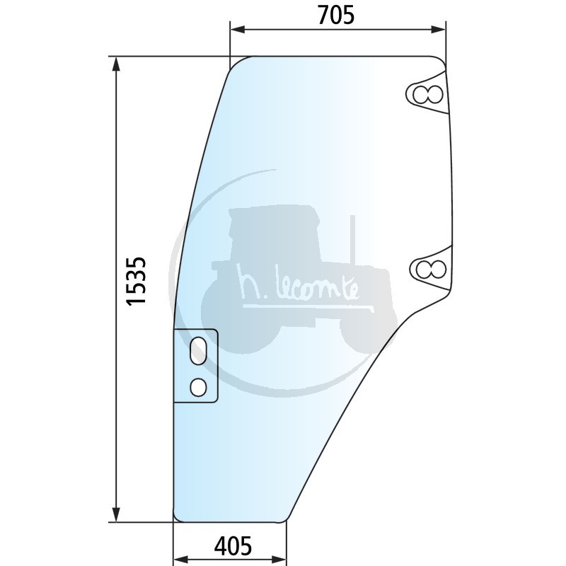 Porte gauche teintée vert pour tracteurs Case IH et New Holland