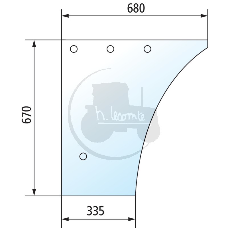 Vitre de porte supérieure teintée pour tracteurs Fendt