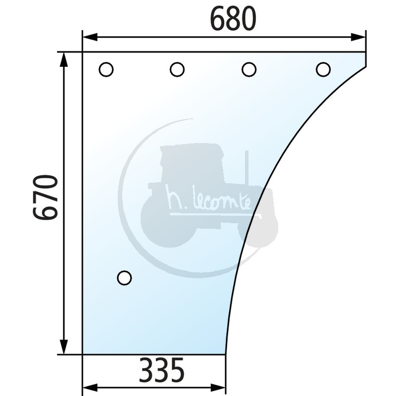Vitre de porte inférieure gauche/droite teintée pour tracteurs Fendt