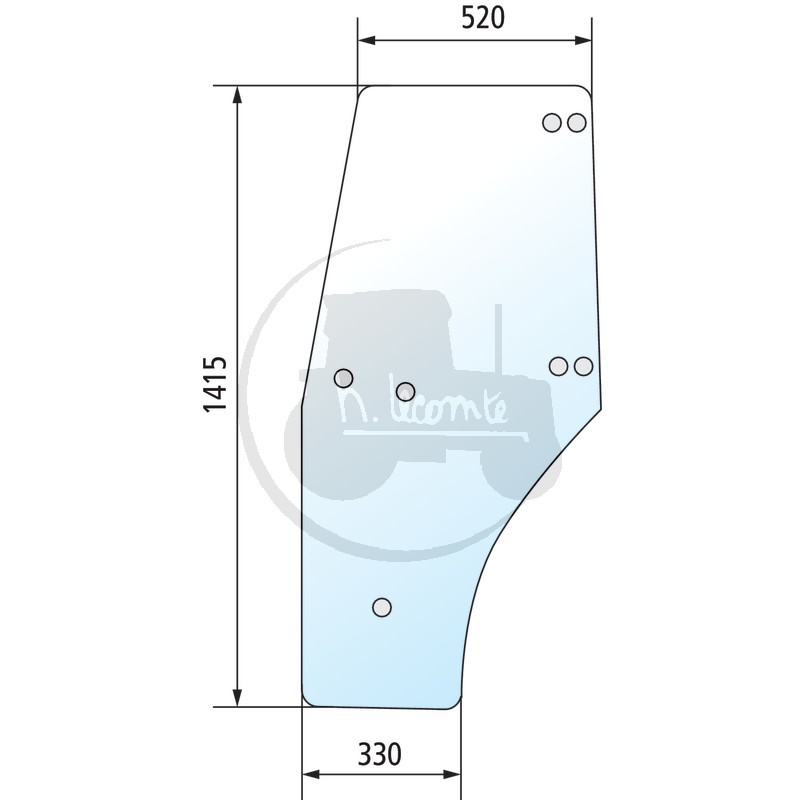 Vitre de porte gauche pour tracteurs Fendt