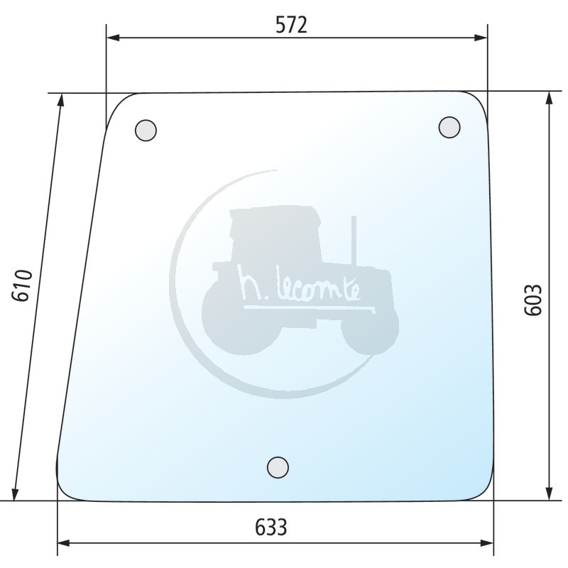 Vitre latérale claire pour tracteurs Ford