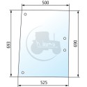 Vitre latérale teintée vert pour tracteurs Landini et Massey-Ferguson