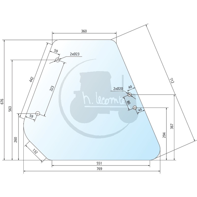 Vitre latérale claire pour tracteurs Fiat Someca