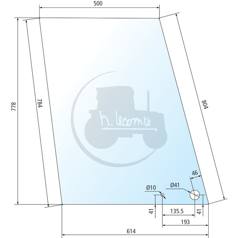 Vitre de porte supérieure claire pour tracteurs Massey-Ferguson