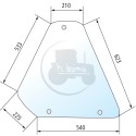Vitre latérale teintée vert pour tracteurs Fiat Someca