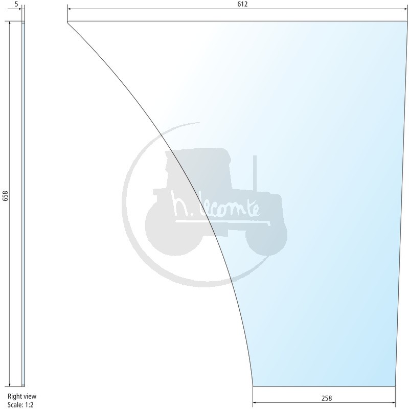 Vitre de porte inférieure claire pour tracteurs Massey-Ferguson