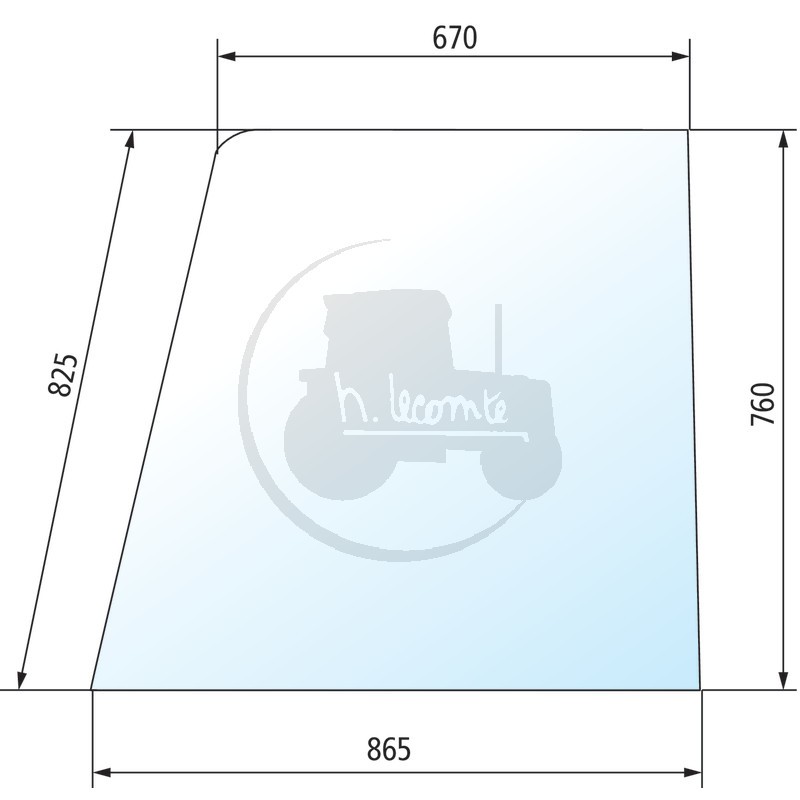 Vitre de porte supérieure droite teintée vert pour tracteurs Fiat Someca, Ford, New Holland