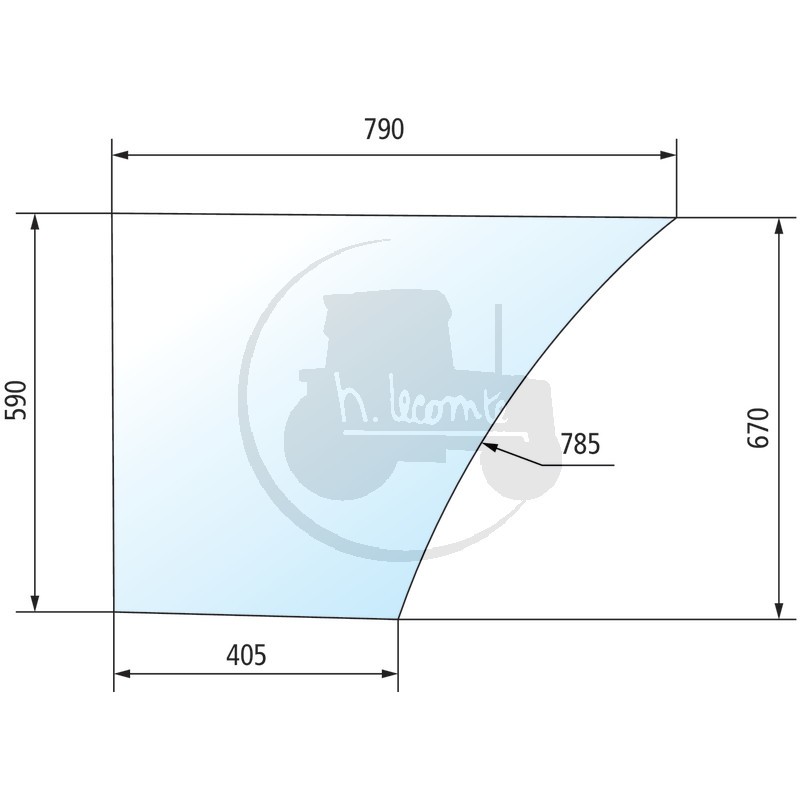 Vitre de porte inférieure gauche teintée vert pour tracteurs Fiat Someca, Ford, New Holland