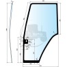 Vitre de porte droite teintée vert pour tracteurs Fiat Someca, Ford, New Holland