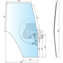 Vitre de porte gauche bombée teintée vert pour tracteurs Fiat Someca, Ford, New Holland