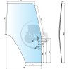 Vitre de porte gauche bombée teintée vert pour tracteurs Fiat Someca, Ford, New Holland